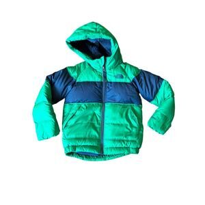North Face toddler 550 sherpa lined down puffer jacket 4t green navy